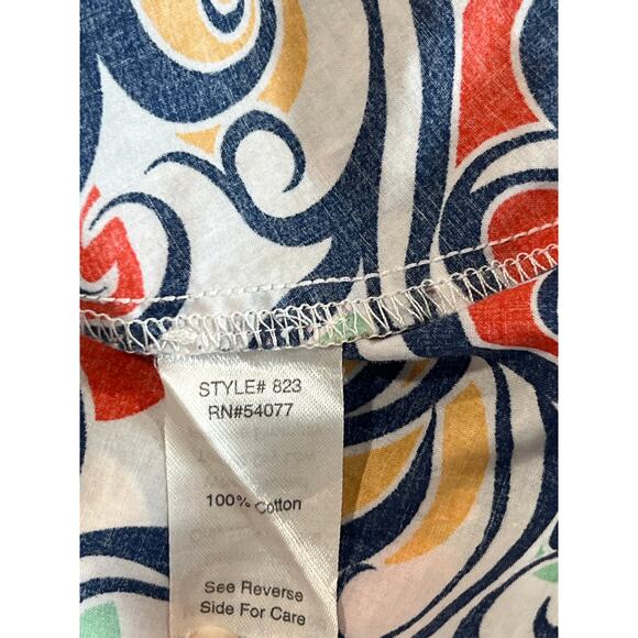 Cabi Whimsy Swirl White and Navy Structured Tank Women's Size 10 Whimsy 60s - Picture 7 of 10